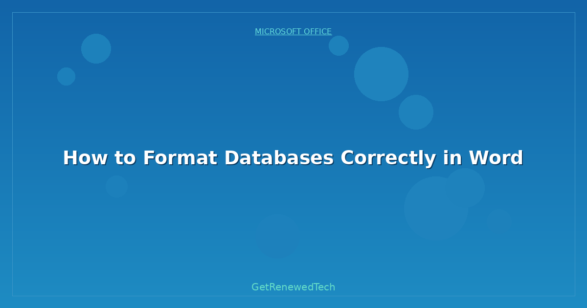 Blog How To Format Databases Correctly In Word